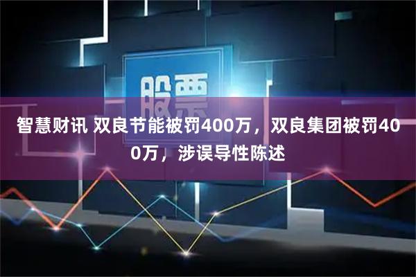 智慧财讯 双良节能被罚400万，双良集团被罚400万，涉误导性陈述