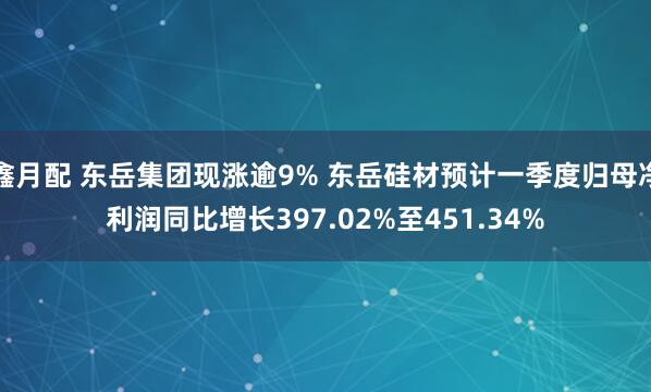 鑫月配 东岳集团现涨逾9% 东岳硅材预计一季度归母净利润同比增长397.02%至451.34%